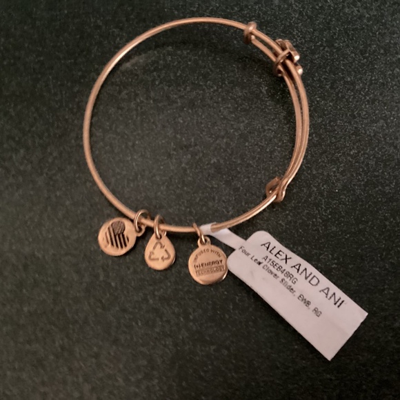 Alex and Ani Expandable Wire Bracelet Four Leaf Clover Slider New with tag - Picture 3 of 10